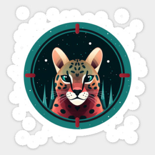 Ocelot in Ornament, Love Cats Sticker