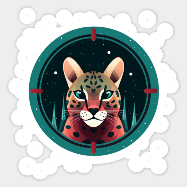 Ocelot in Ornament, Love Cats Sticker by logiamerch