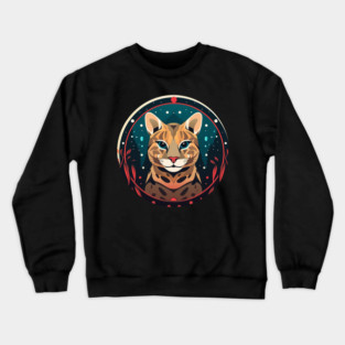 Ocelot in Ornament, Love Cats Crewneck Sweatshirt