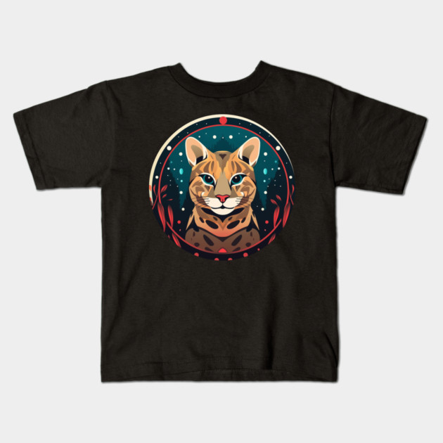 Ocelot in Ornament, Love Cats Kids T-Shirt by logiamerch