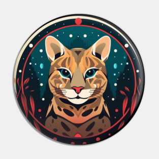 Ocelot in Ornament, Love Cats Pin