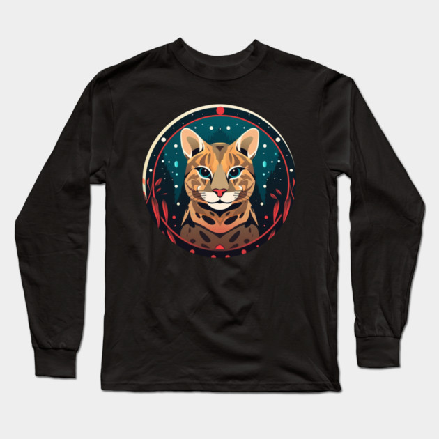 Ocelot in Ornament, Love Cats Long Sleeve T-Shirt by logiamerch