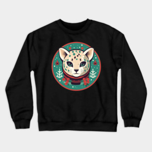 Ocelot in Ornament, Love Cats Crewneck Sweatshirt