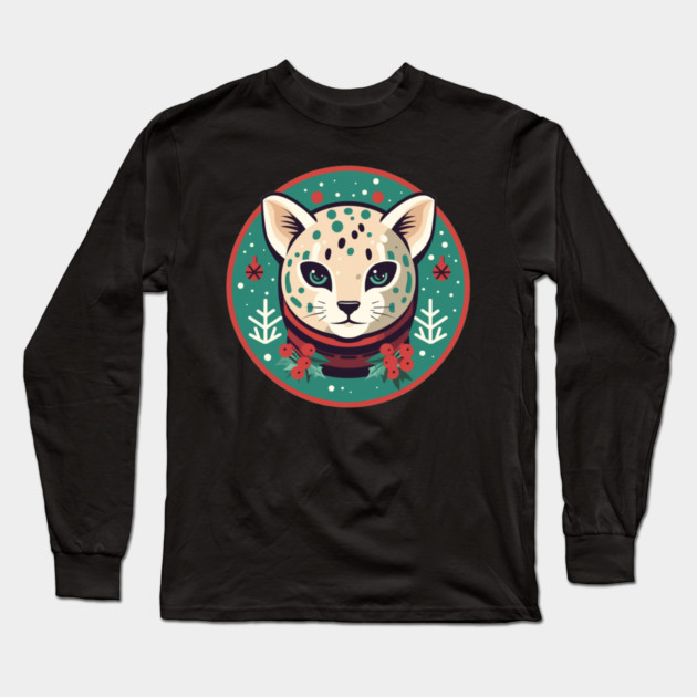 Ocelot in Ornament, Love Cats Long Sleeve T-Shirt by logiamerch