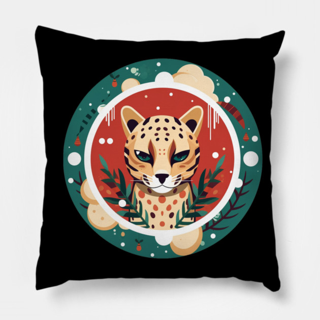 Ocelot in Ornament, Love Cats Pillow by logiamerch