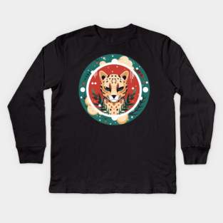 Ocelot in Ornament, Love Cats Kids Long Sleeve T-Shirt