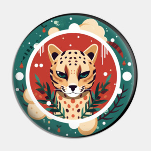 Ocelot in Ornament, Love Cats Pin