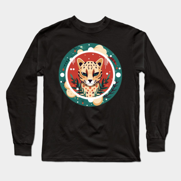 Ocelot in Ornament, Love Cats Long Sleeve T-Shirt by logiamerch