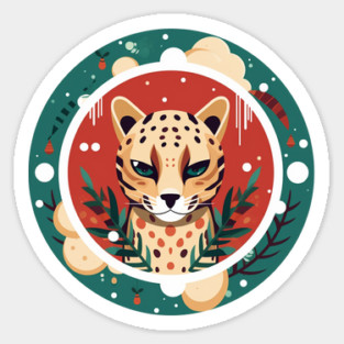 Ocelot in Ornament, Love Cats Sticker