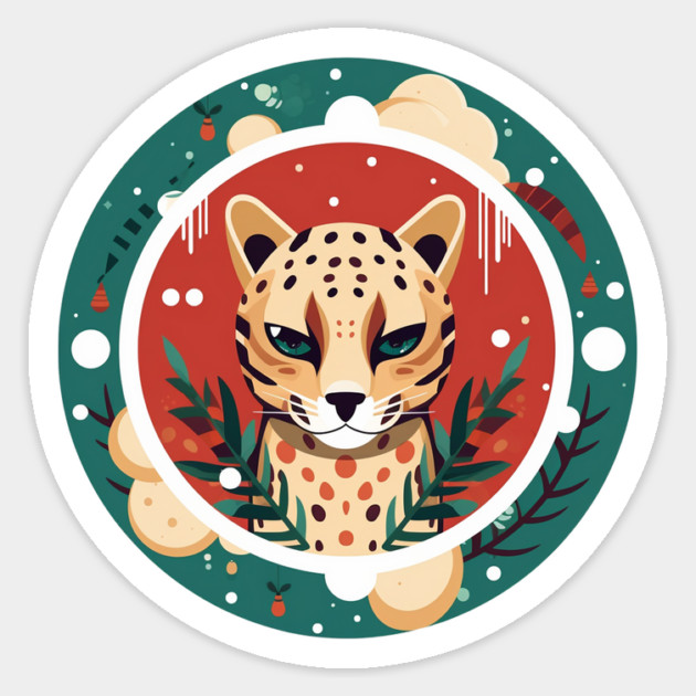 Ocelot in Ornament, Love Cats Sticker by logiamerch