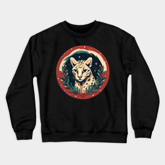 Ocelot in Ornament, Love Cats Crewneck Sweatshirt by logiamerch
