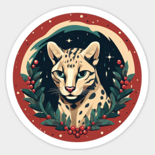 Ocelot in Ornament, Love Cats Sticker