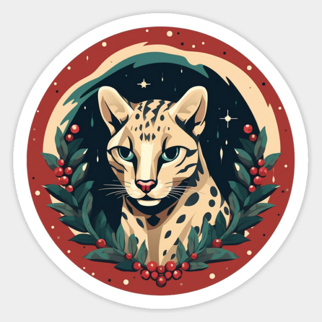 Ocelot in Ornament, Love Cats Magnet by logiamerch