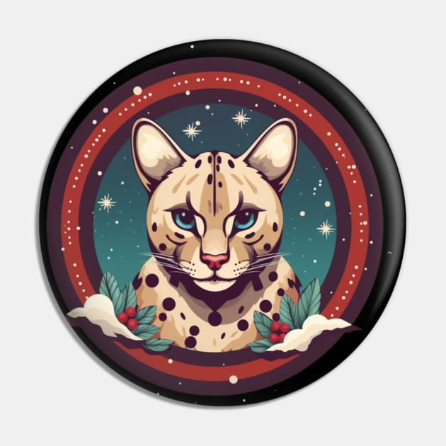 Ocelot in Ornament, Love Cats Pin by logiamerch