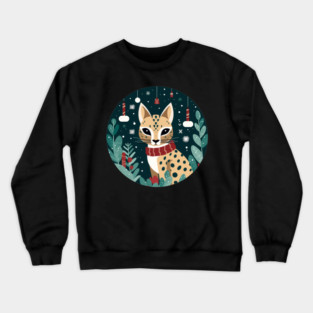 Ocelot in Ornament, Love Cats Crewneck Sweatshirt