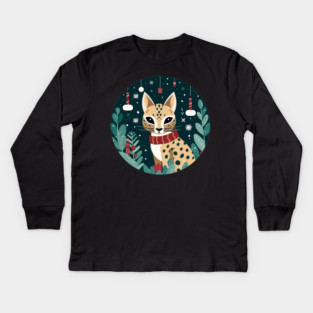 Ocelot in Ornament, Love Cats Kids Long Sleeve T-Shirt