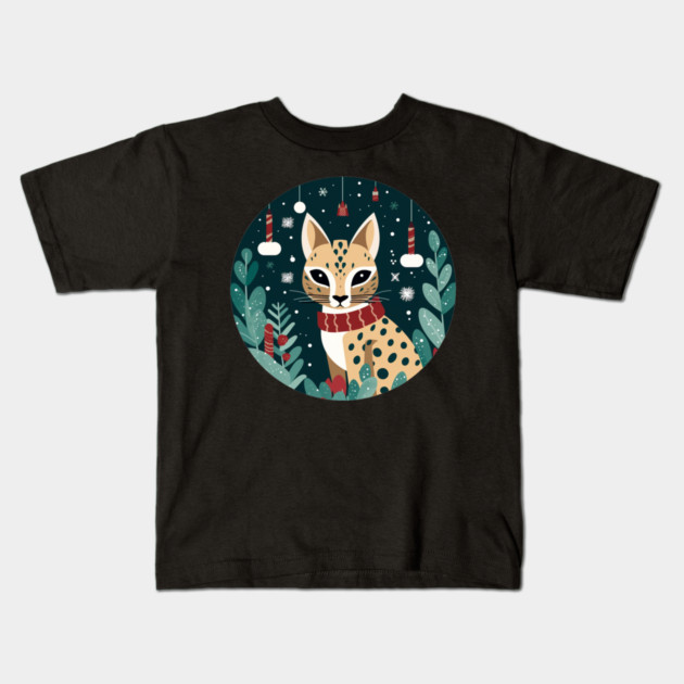 Ocelot in Ornament, Love Cats Kids T-Shirt by logiamerch