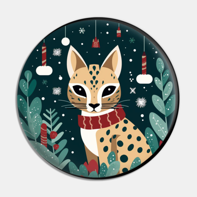 Ocelot in Ornament, Love Cats Pin by logiamerch