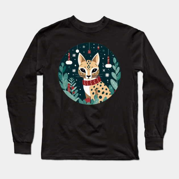 Ocelot in Ornament, Love Cats Long Sleeve T-Shirt by logiamerch