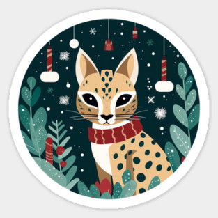 Ocelot in Ornament, Love Cats Sticker
