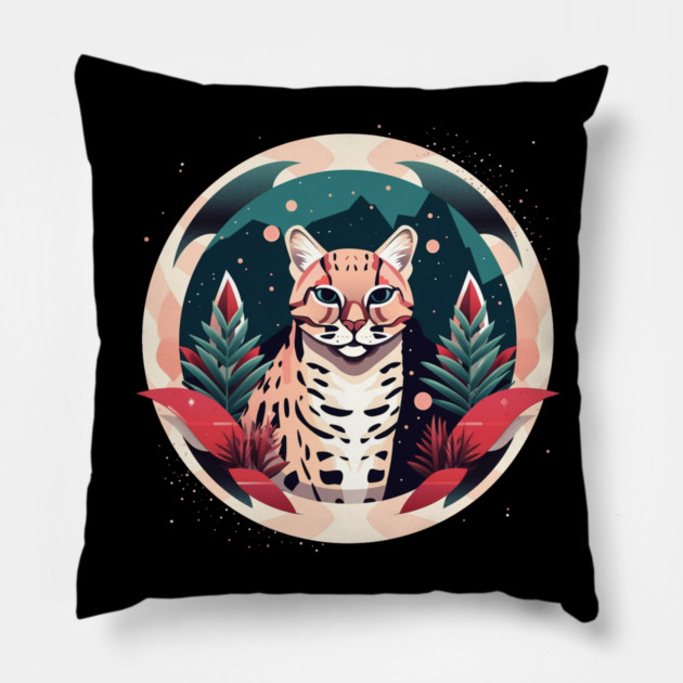 Ocelot in Ornament, Love Cats Pillow by logiamerch