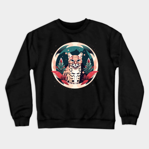 Ocelot in Ornament, Love Cats Crewneck Sweatshirt by logiamerch