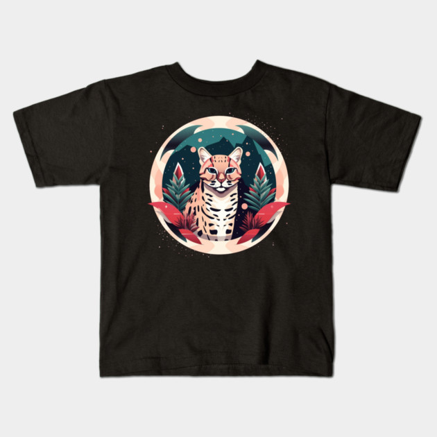 Ocelot in Ornament, Love Cats Kids T-Shirt by logiamerch