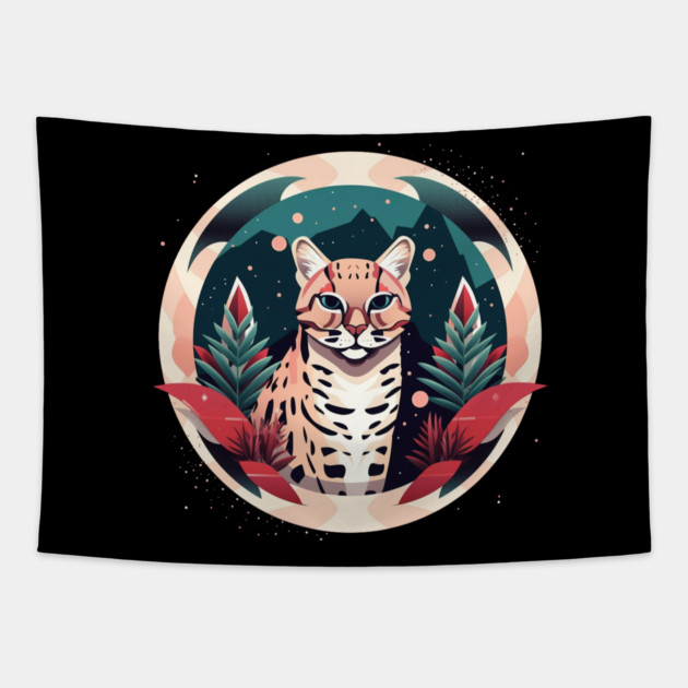 Ocelot in Ornament, Love Cats Tapestry by logiamerch
