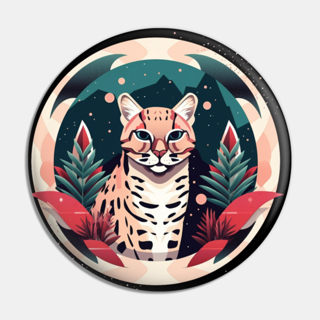 Ocelot in Ornament, Love Cats Pin by logiamerch