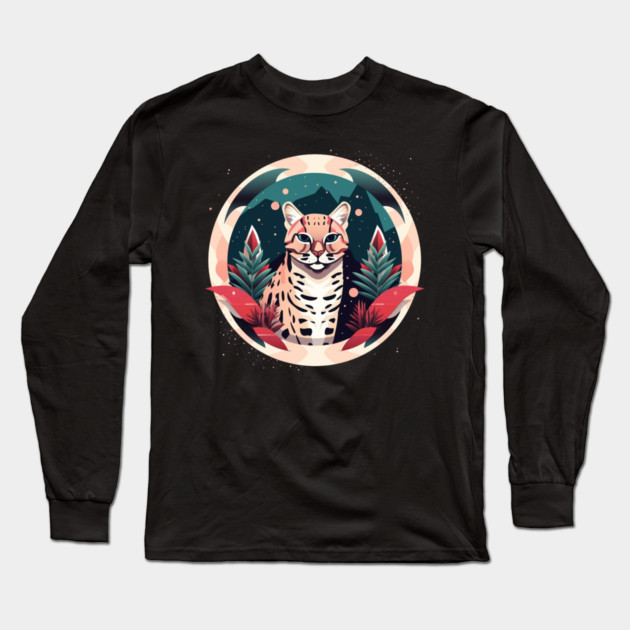 Ocelot in Ornament, Love Cats Long Sleeve T-Shirt by logiamerch