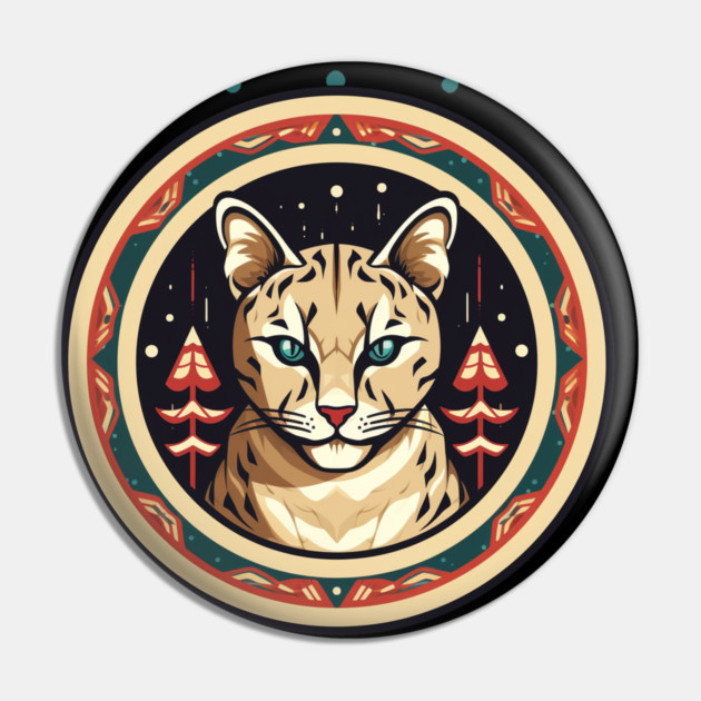 Ocelot in Ornament, Love Cats Pin by logiamerch