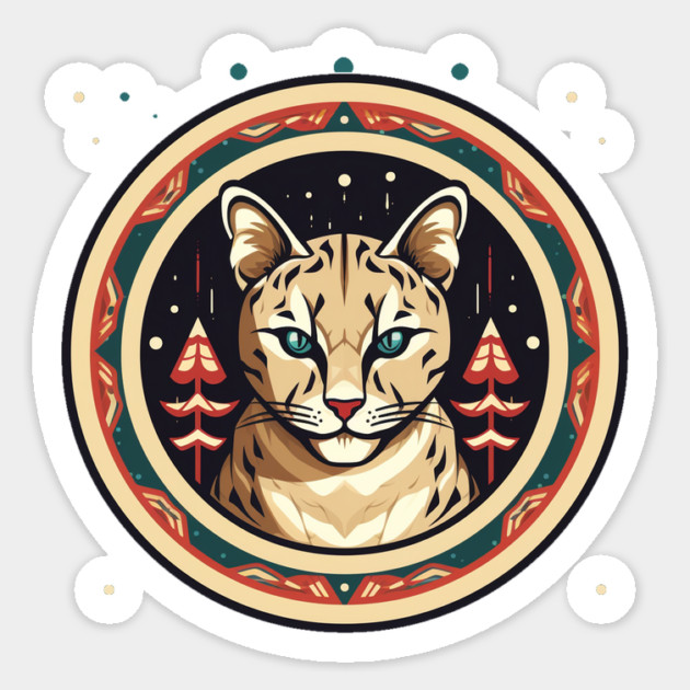 Ocelot in Ornament, Love Cats Sticker by logiamerch