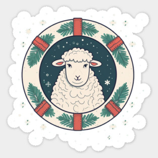 Sheep in Ornament, Love Farm Animals Sticker
