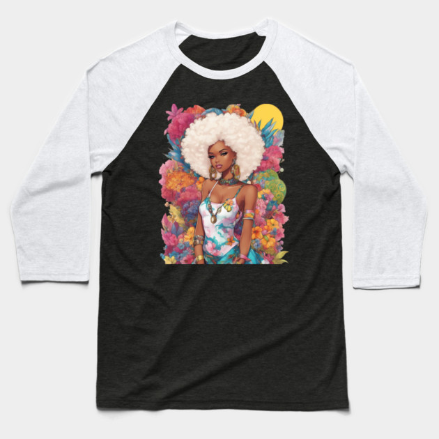 Afro Latina Baseball T-Shirt by animegirlnft
