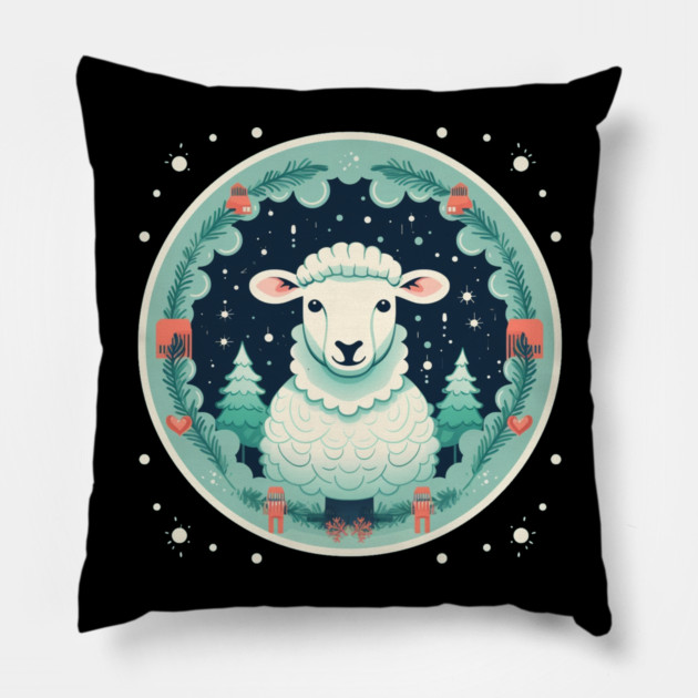 Sheep in Ornament, Love Farm Animals Pillow by logiamerch