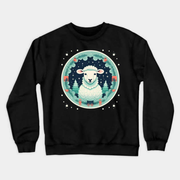 Sheep in Ornament, Love Farm Animals Crewneck Sweatshirt by logiamerch