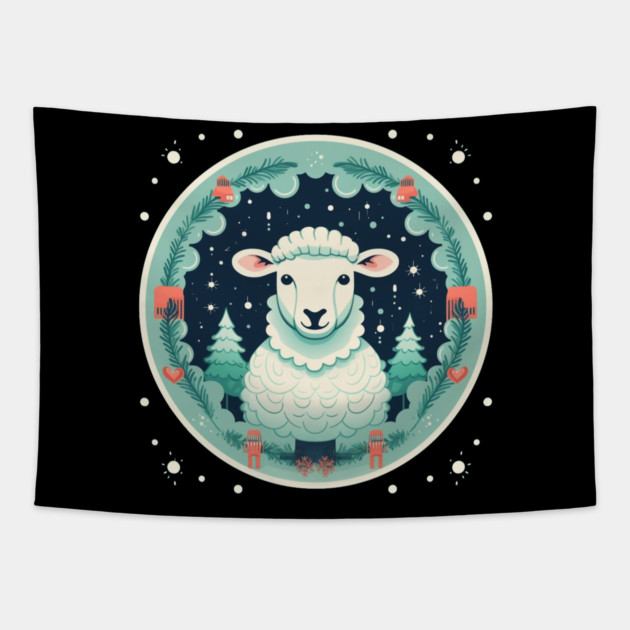 Sheep in Ornament, Love Farm Animals Tapestry by logiamerch