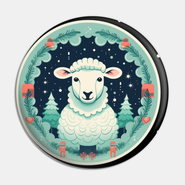 Sheep in Ornament, Love Farm Animals Pin by logiamerch