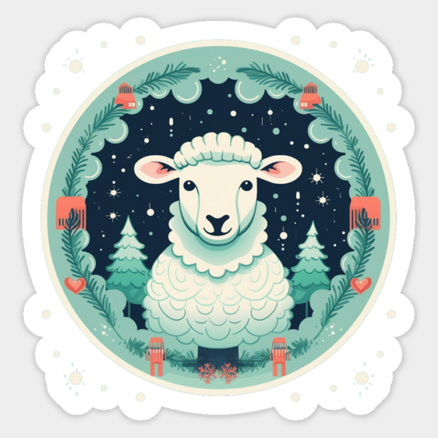 Sheep in Ornament, Love Farm Animals Sticker by logiamerch