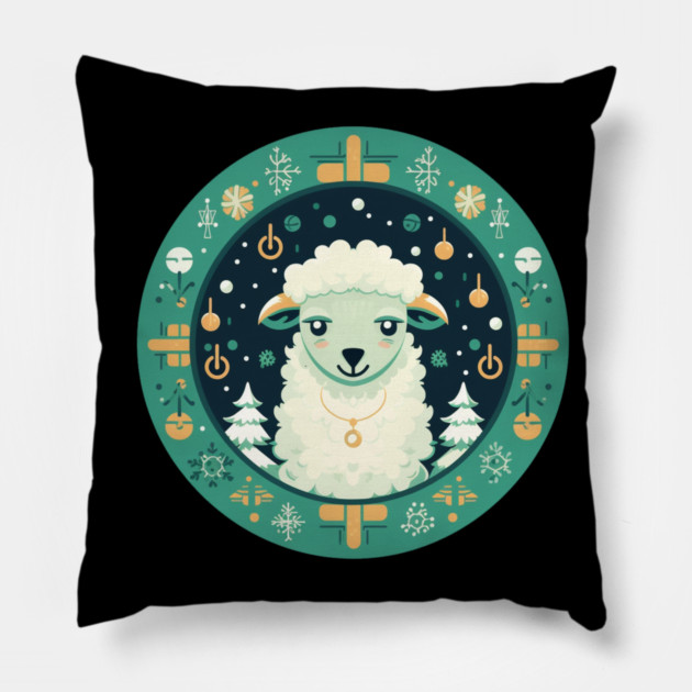 Sheep in Ornament, Love Farm Animals Pillow by logiamerch
