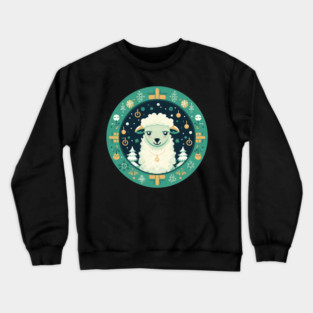 Sheep in Ornament, Love Farm Animals Crewneck Sweatshirt