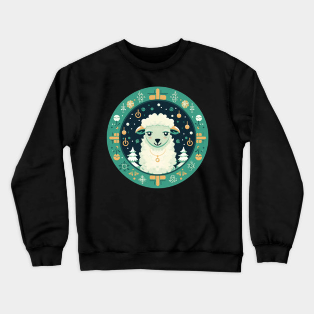 Sheep in Ornament, Love Farm Animals Crewneck Sweatshirt by logiamerch