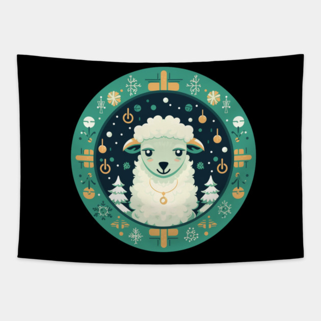 Sheep in Ornament, Love Farm Animals Tapestry by logiamerch