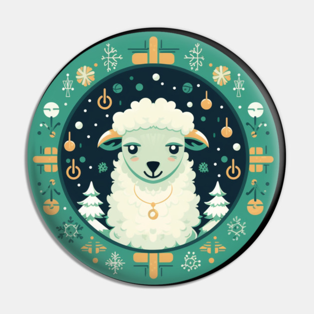 Sheep in Ornament, Love Farm Animals Pin by logiamerch
