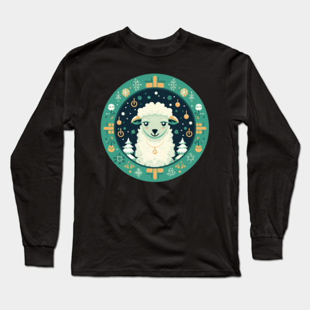 Sheep in Ornament, Love Farm Animals Long Sleeve T-Shirt by logiamerch