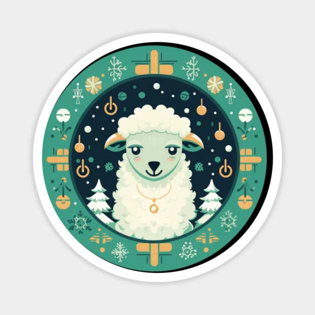 Sheep in Ornament, Love Farm Animals Magnet by logiamerch