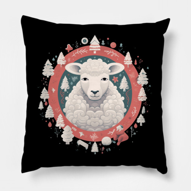 Sheep in Ornament, Love Farm Animals Pillow by logiamerch