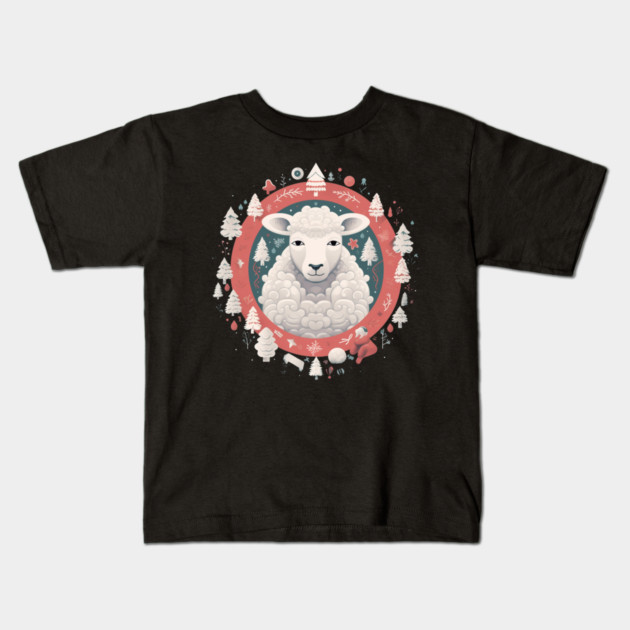 Sheep in Ornament, Love Farm Animals Kids T-Shirt by logiamerch