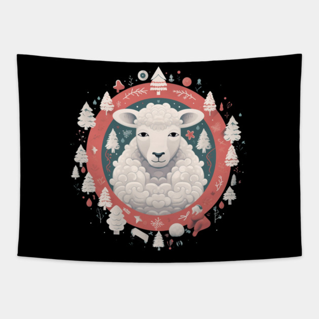Sheep in Ornament, Love Farm Animals Tapestry by logiamerch