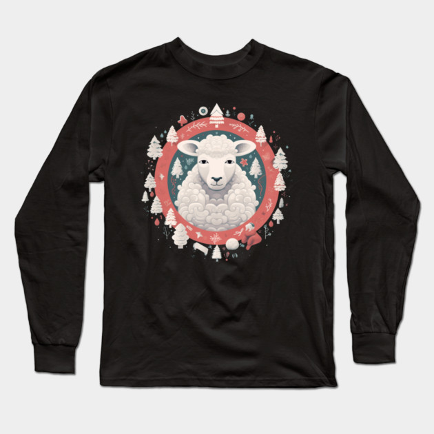 Sheep in Ornament, Love Farm Animals Long Sleeve T-Shirt by logiamerch